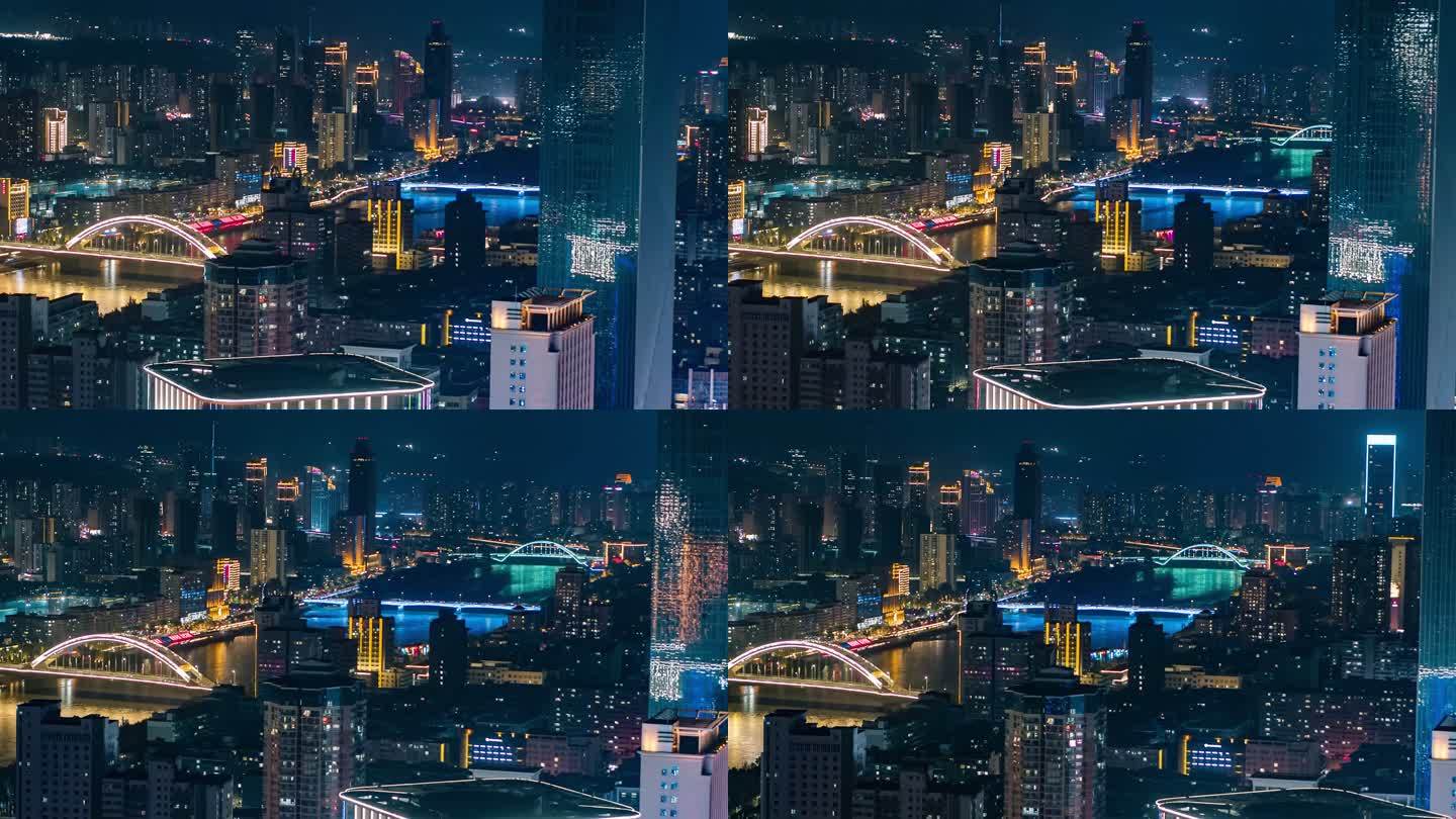 甘肃省兰州城市夜景航拍