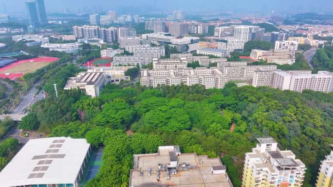 华南师范大学广州校区航拍大学城校园风景风