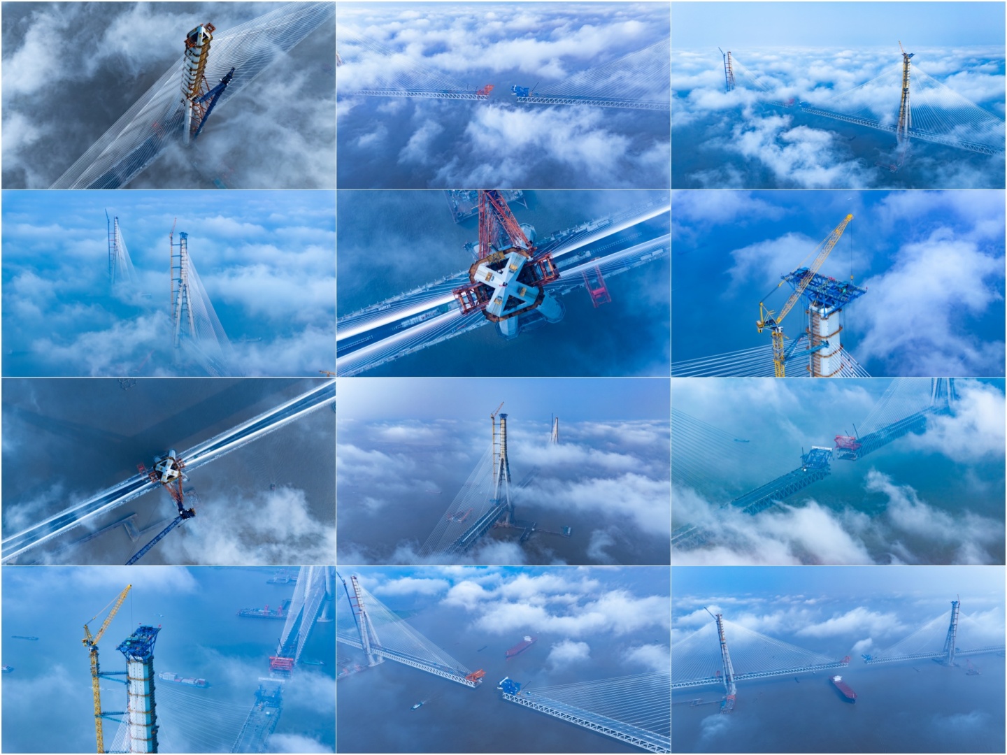 最新建设中的常泰大桥穿云航拍