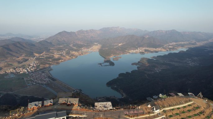 湖北黄石毛铺水库露营基地航拍