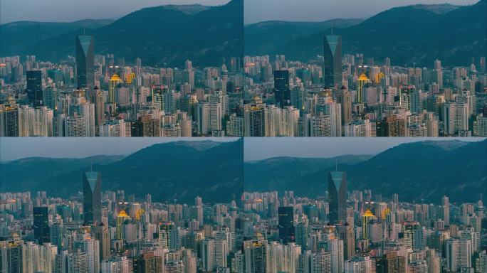 甘肃省兰州城市蓝调夜景航拍