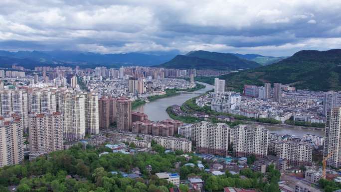 广元市城市航拍空镜4k