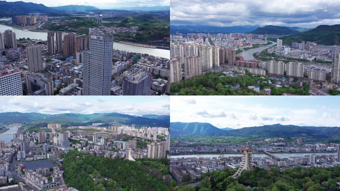 广元市城市航拍空镜4k