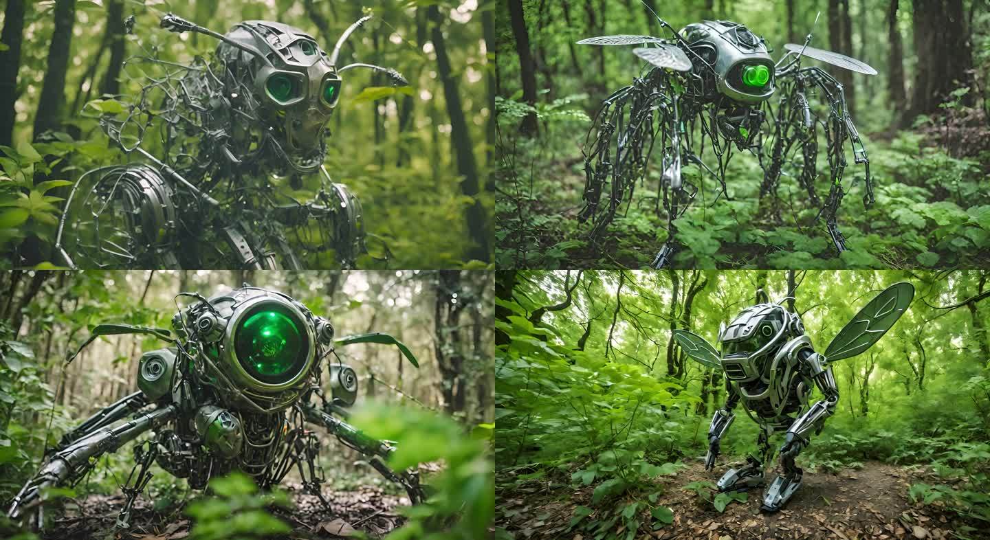 树林中的昆虫探险机器人