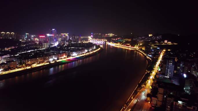 广元市夜景航拍4k