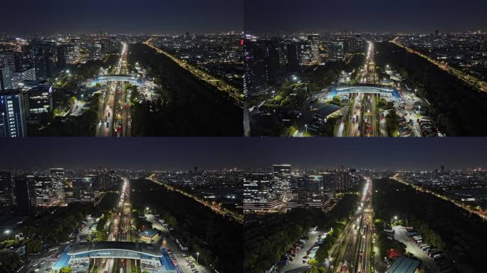 杭州下沙沪昆高速夜景航拍