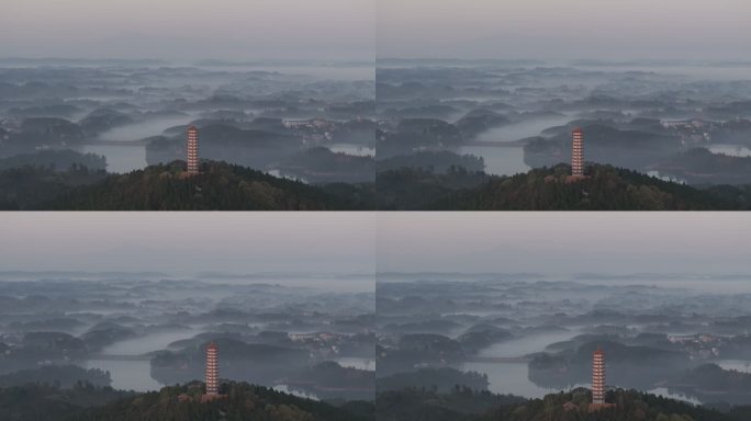 航拍四川仁寿黑龙滩与峨眉山同框DLOG