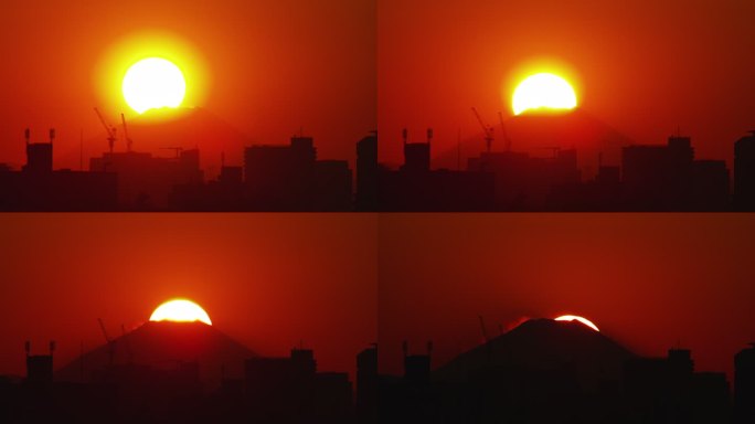 日本富士山的日落