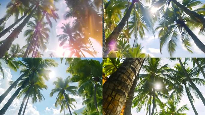 海南三亚海边沙滩椰椰树椰子树椰林ai素材