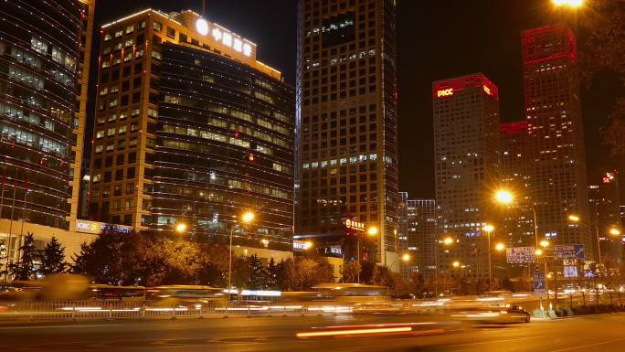中国北京建国路夜景