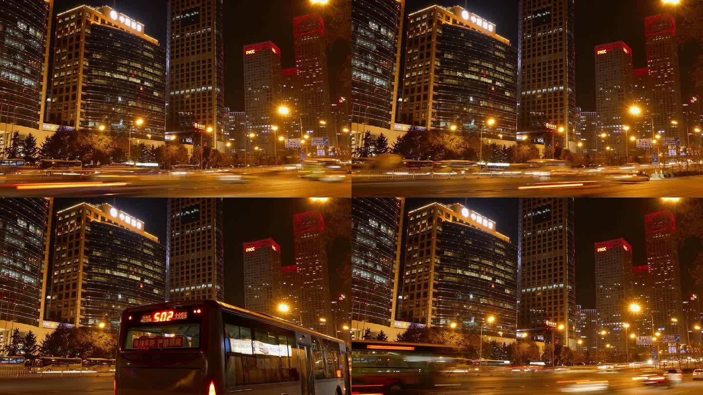 中国北京建国路夜景
