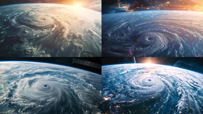 太空鸟瞰地球台风飓风