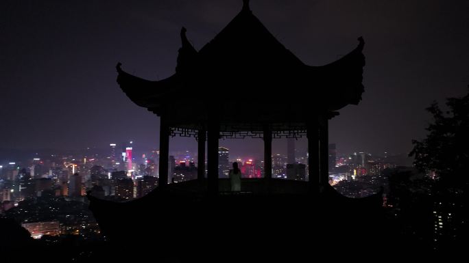 贵阳城市夜景黔灵山顶拍摄