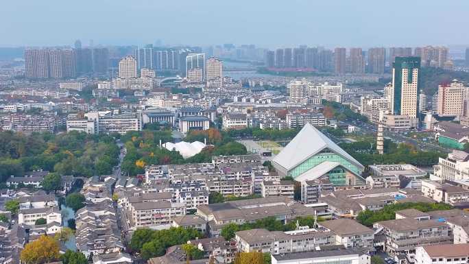 浙江绍兴越城区高楼大厦航拍摩天大楼城市风