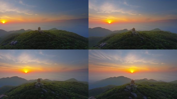 浏阳大围山杜鹃花海日出航拍