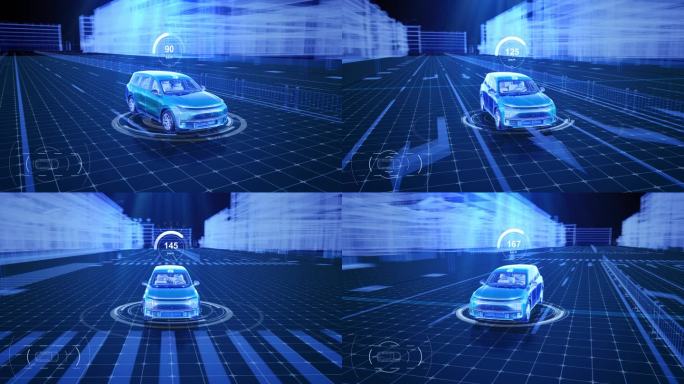 科技汽车行驶hud线框城市2视频素材