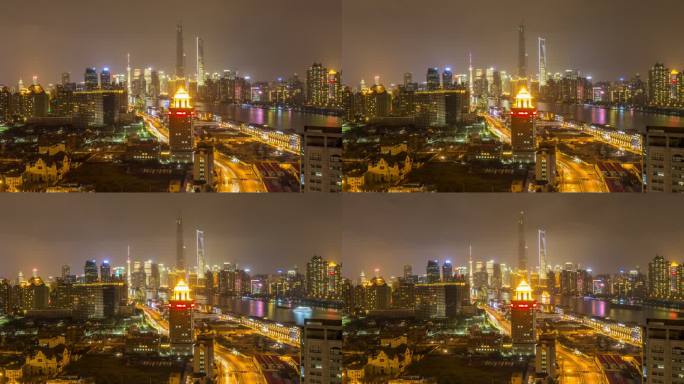 上海浦东新区夜间的时间变化，中国