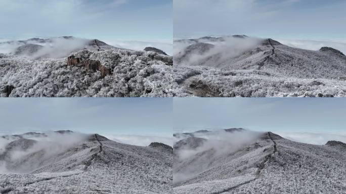 杭州龙王山雪山云海航拍