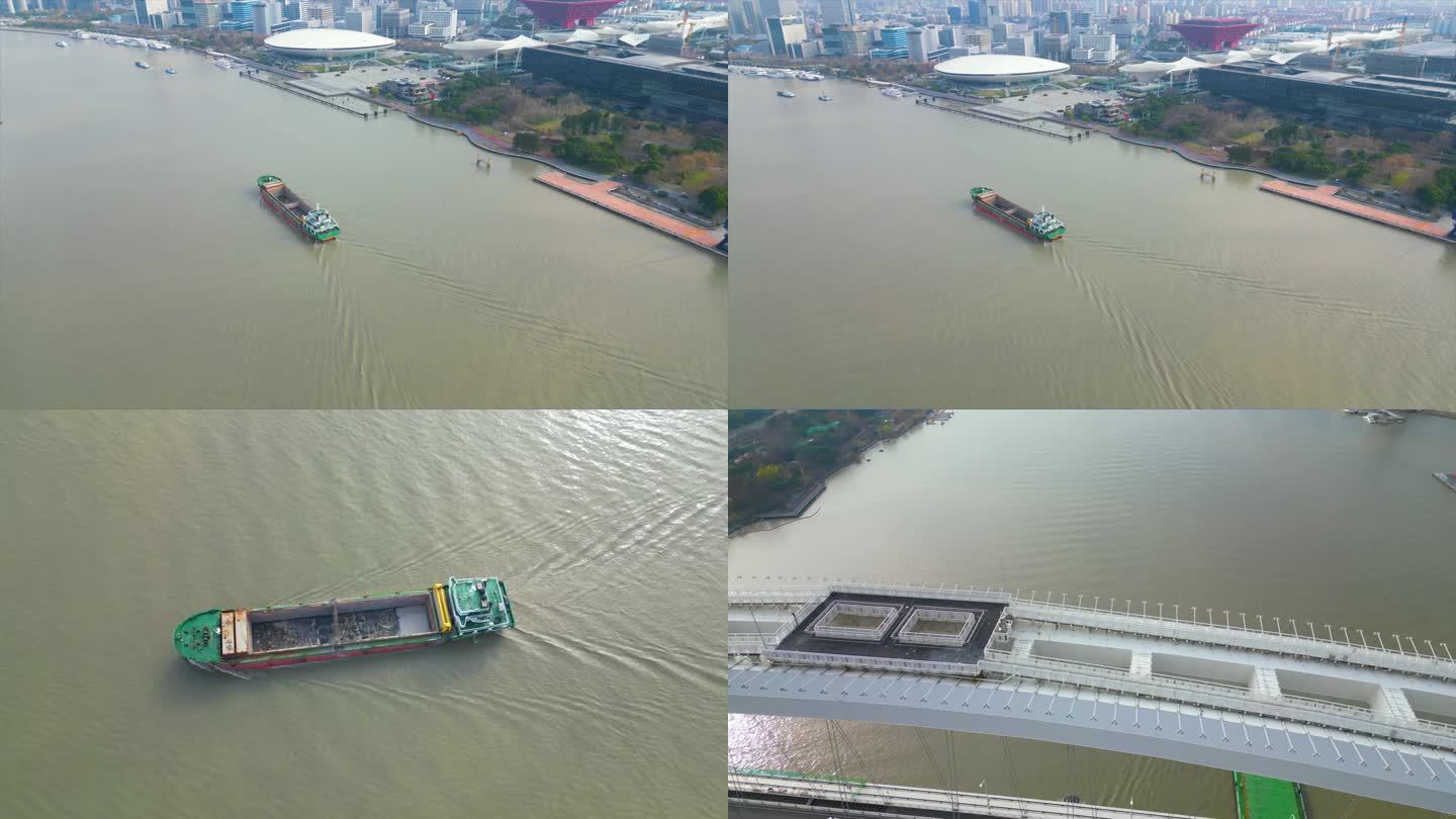 上海黄浦江上面的游船船只船舶特写视频素材