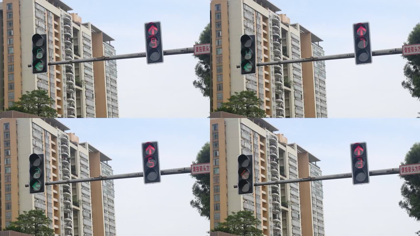 交通信号灯变换特写