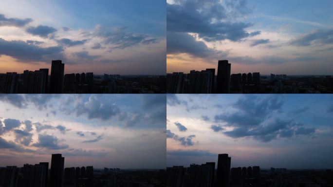 城市傍晚乌云延时摄影