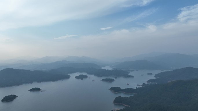 泉州山美水库航拍湖泊风景自然生态森林风光