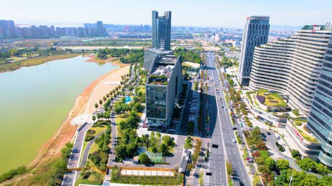 杭州钱塘新区金沙湖风景视频素材