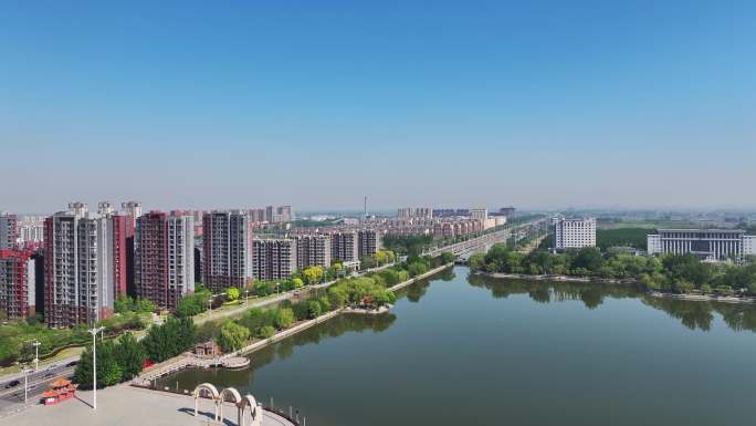 航拍辽宁盘锦大洼区城市风景