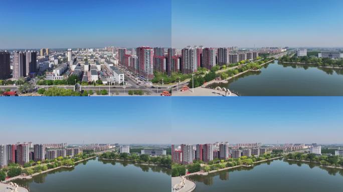 航拍辽宁盘锦大洼区城市风景