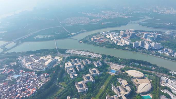 广州大学城航拍广州官洲番禺区广东城市风景