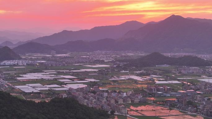 台州椒江太平山日落晚霞夕阳航拍