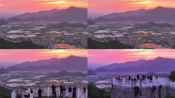 台州椒江太平山日落晚霞夕阳航拍