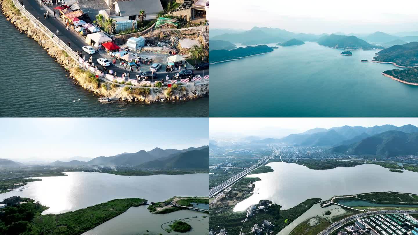 4K台州海岛水库湖泊航拍