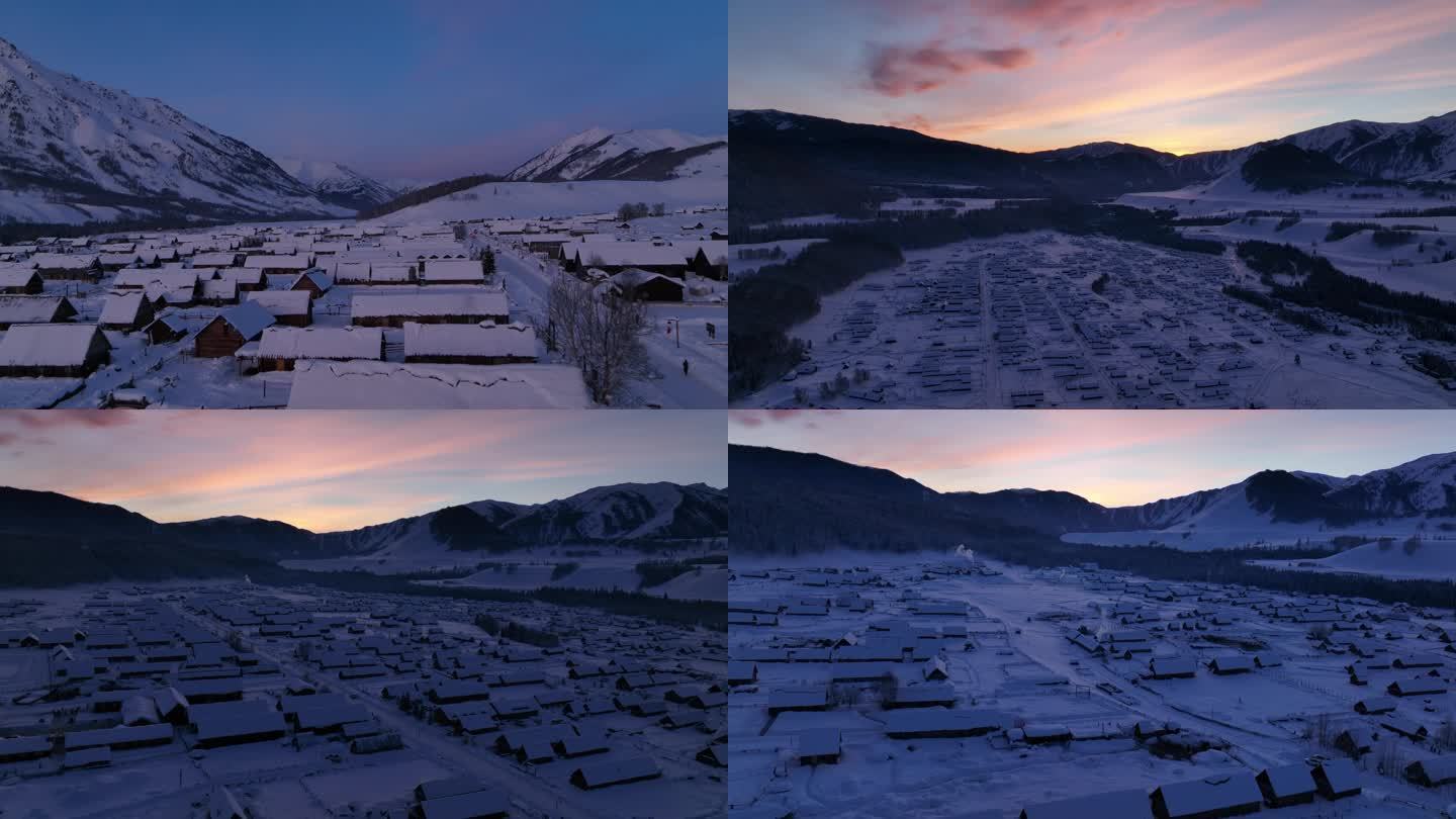 新疆喀纳斯禾木雪景黄昏