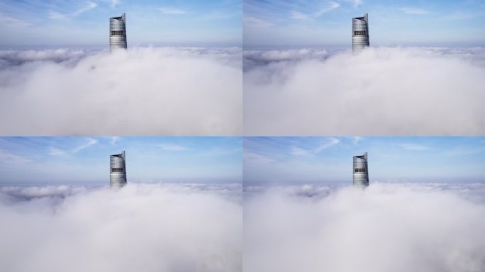 上海地标摩天大楼穿云大气磅礴航拍长镜头