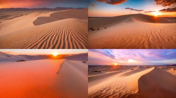 沙漠日落航拍：壮丽延时摄影风光
