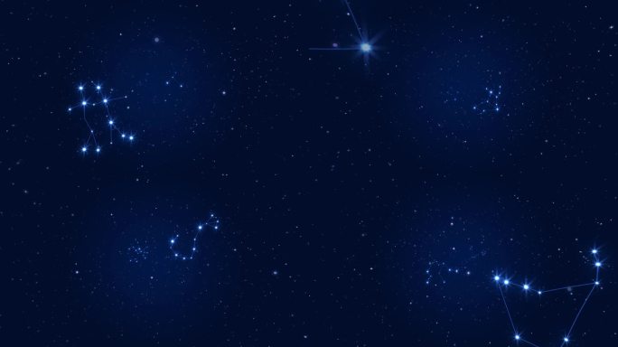 【AE+视频】4K星空十二星座连线背景