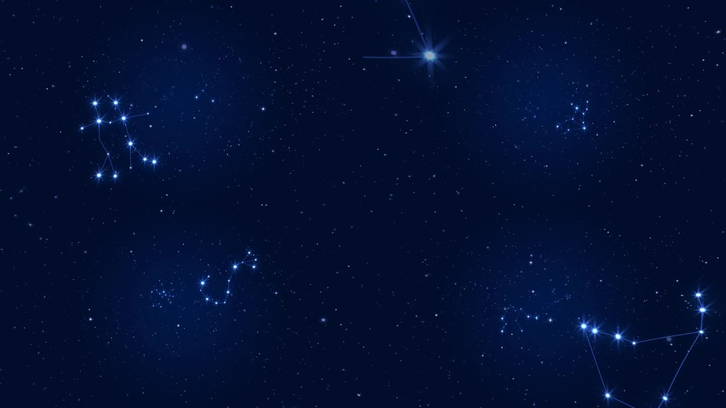 【AE+视频】4K星空十二星座连线背景