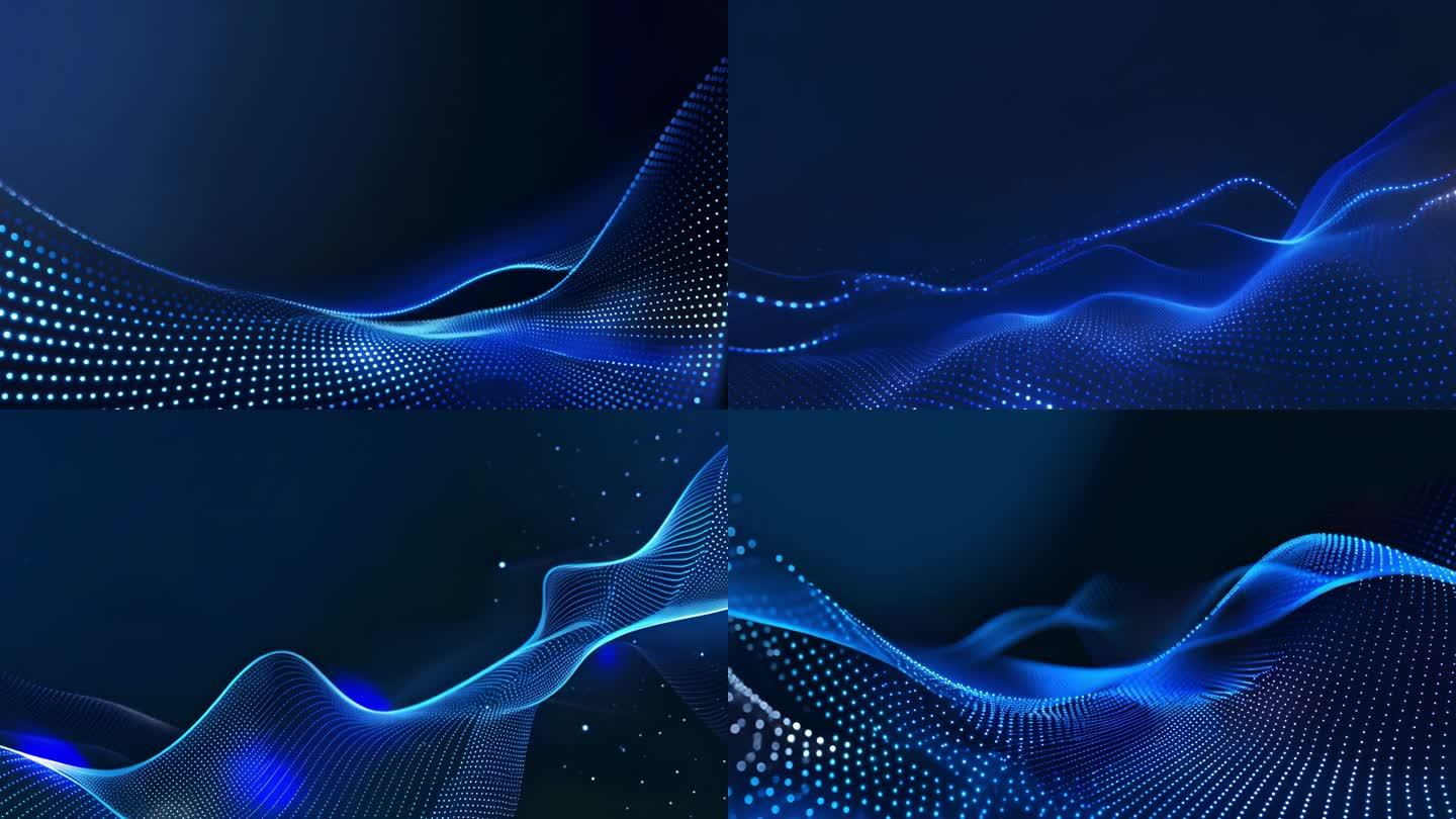 蓝色科技动态光线，AI数据传输虚拟动画