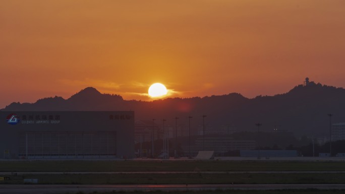 机场日落延时