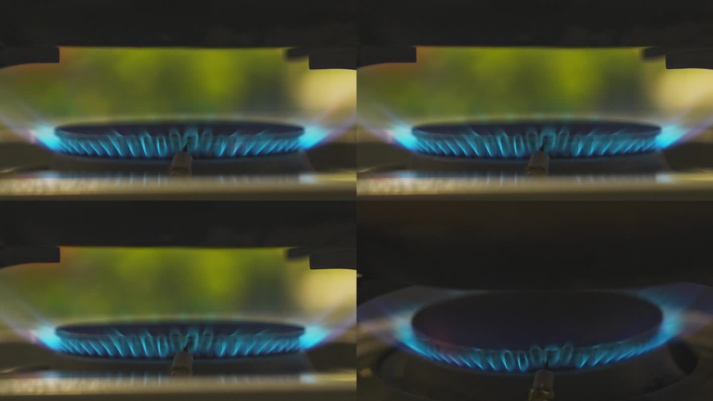 煤气灶蓝色火焰燃烧