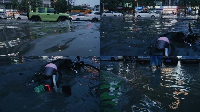 雨后城市水患-慢镜头