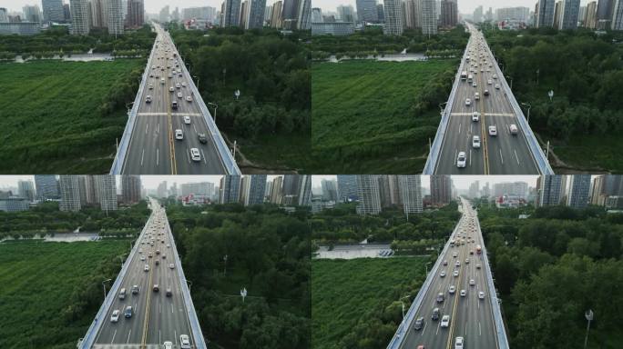 航拍-武汉黄浦大街的车流（1）