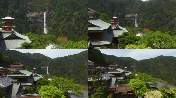 日本的Nachi瀑布和三塔