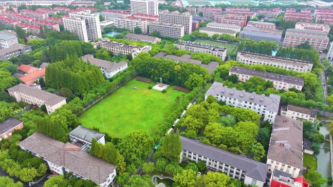 上海市华东理工大学徐汇校区航拍校园风景风