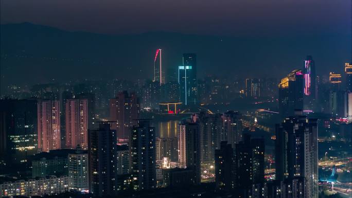 兰州城市夜景航拍