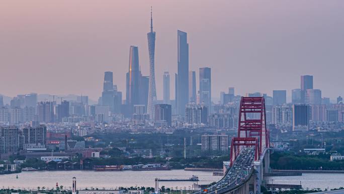 广州城市日转夜延时15