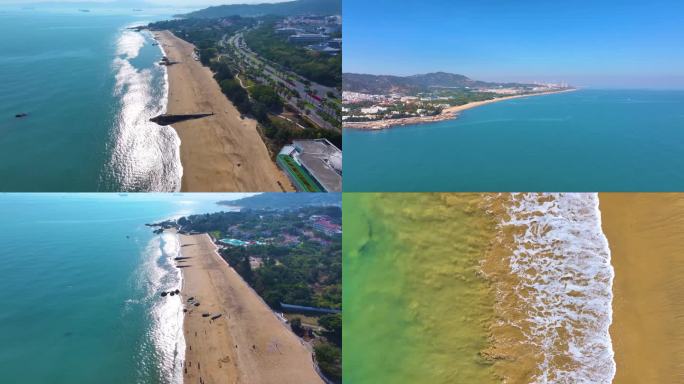 东海大海海边海水海浪沙滩海滩航拍风景唯美