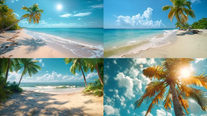 海南三亚海边沙滩椰树椰子树椰林ai素材