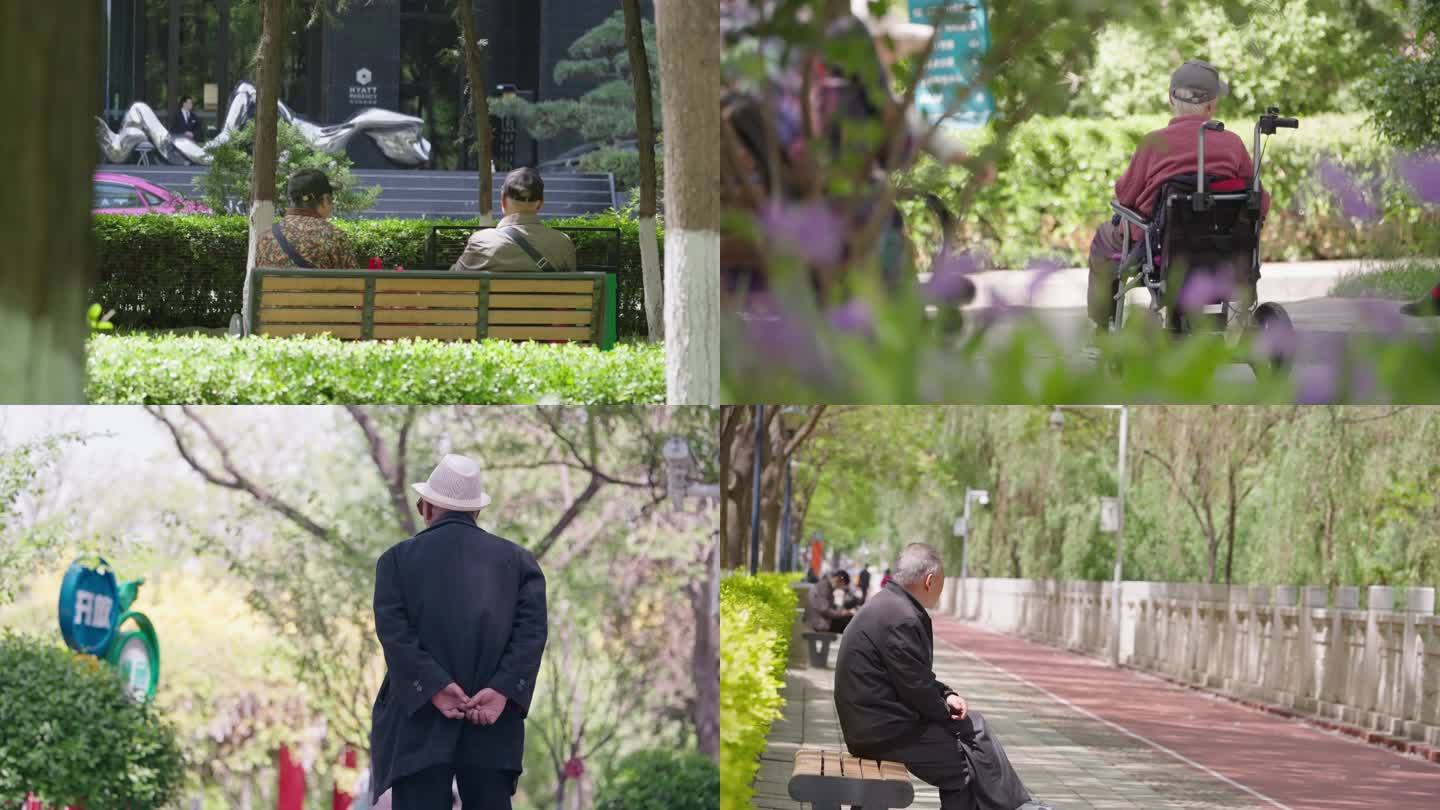 老人背影镜头 老龄化社会 养老 关爱老人